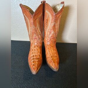 Quarter Horse Cognac Alligator Embossed Leather Cowboy Boots Mens Size 8